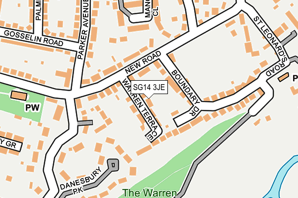 SG14 3JE map - OS OpenMap – Local (Ordnance Survey)