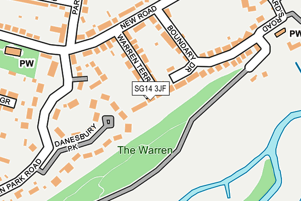 SG14 3JF map - OS OpenMap – Local (Ordnance Survey)