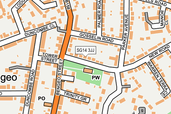 SG14 3JJ map - OS OpenMap – Local (Ordnance Survey)