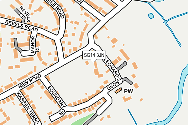 SG14 3JN map - OS OpenMap – Local (Ordnance Survey)