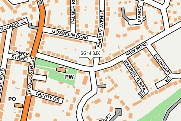 SG14 3JX map - OS OpenMap – Local (Ordnance Survey)