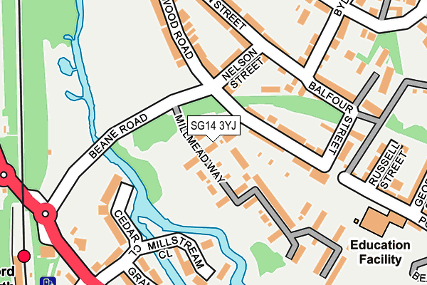 SG14 3YJ map - OS OpenMap – Local (Ordnance Survey)