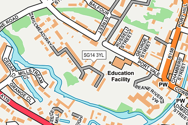 SG14 3YL map - OS OpenMap – Local (Ordnance Survey)