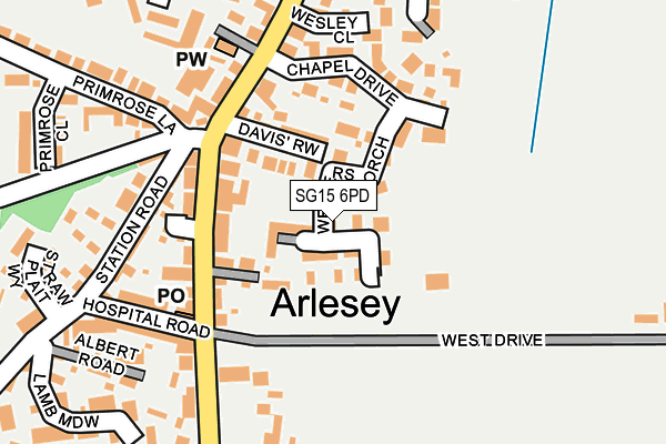 SG15 6PD map - OS OpenMap – Local (Ordnance Survey)