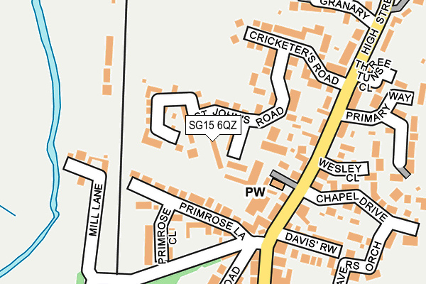 SG15 6QZ map - OS OpenMap – Local (Ordnance Survey)