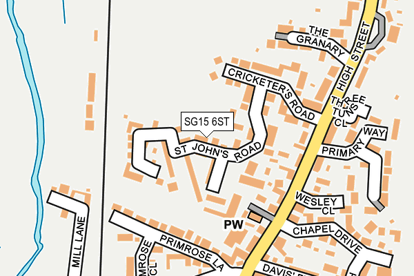 SG15 6ST map - OS OpenMap – Local (Ordnance Survey)