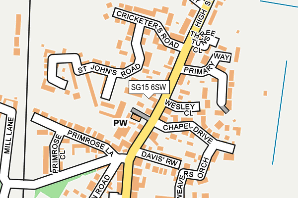 SG15 6SW map - OS OpenMap – Local (Ordnance Survey)