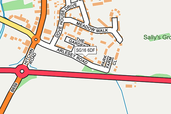 SG16 6DF map - OS OpenMap – Local (Ordnance Survey)