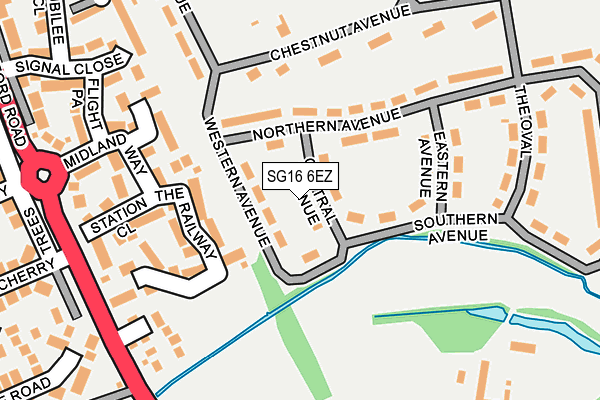 SG16 6EZ map - OS OpenMap – Local (Ordnance Survey)