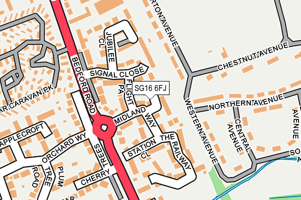 SG16 6FJ map - OS OpenMap – Local (Ordnance Survey)