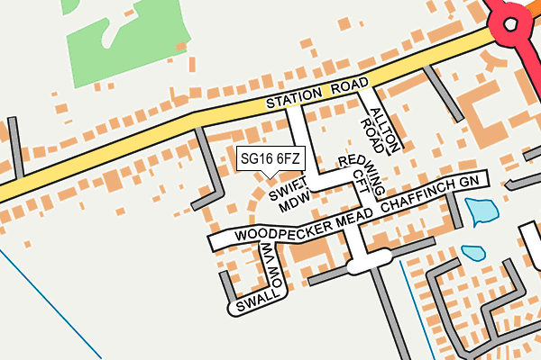 SG16 6FZ map - OS OpenMap – Local (Ordnance Survey)