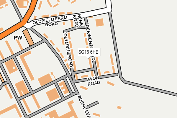 SG16 6HE map - OS OpenMap – Local (Ordnance Survey)
