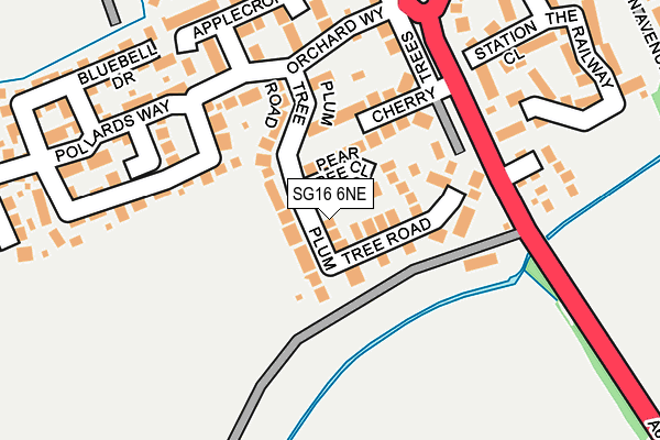 SG16 6NE map - OS OpenMap – Local (Ordnance Survey)