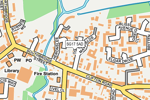 SG17 5AD map - OS OpenMap – Local (Ordnance Survey)
