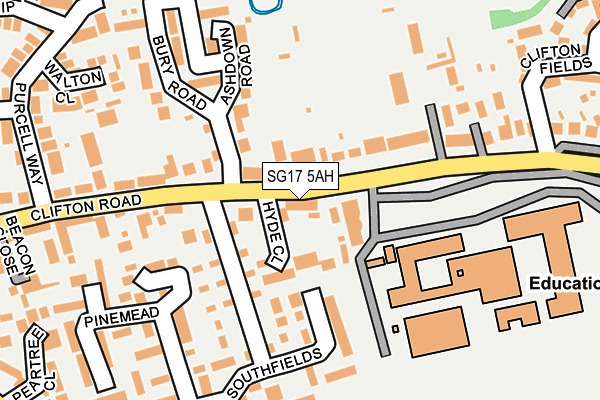 SG17 5AH map - OS OpenMap – Local (Ordnance Survey)