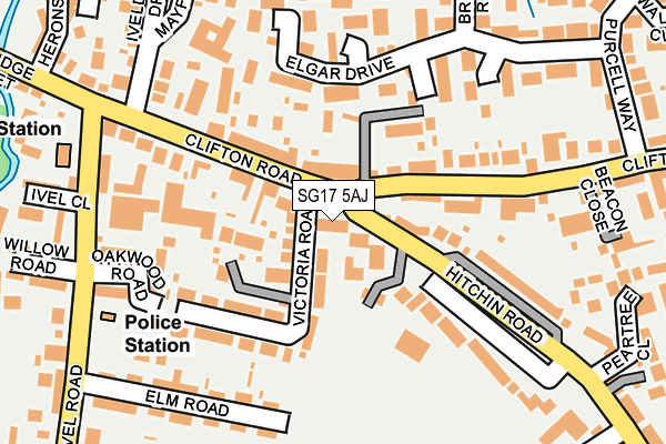 SG17 5AJ map - OS OpenMap – Local (Ordnance Survey)