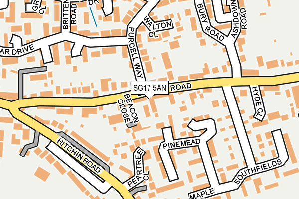 SG17 5AN map - OS OpenMap – Local (Ordnance Survey)