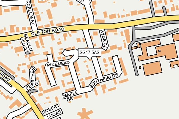 SG17 5AS map - OS OpenMap – Local (Ordnance Survey)