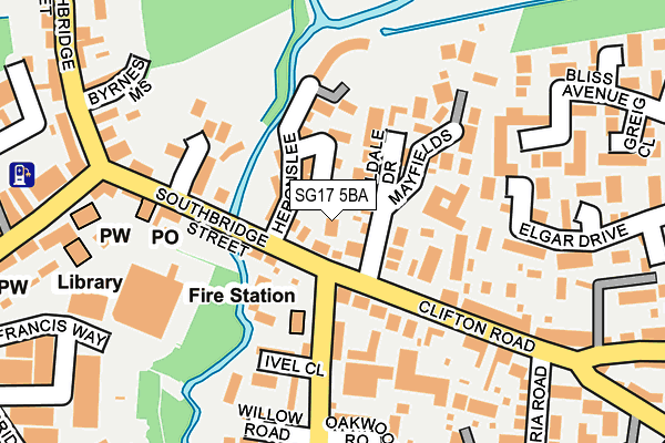 SG17 5BA map - OS OpenMap – Local (Ordnance Survey)