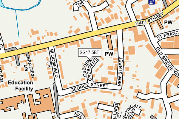 SG17 5BT map - OS OpenMap – Local (Ordnance Survey)