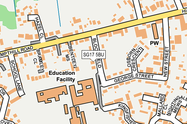 SG17 5BU map - OS OpenMap – Local (Ordnance Survey)