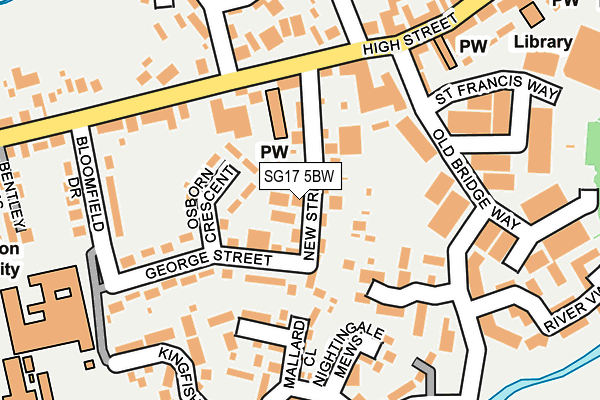 SG17 5BW map - OS OpenMap – Local (Ordnance Survey)