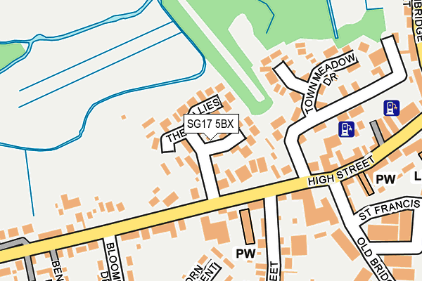 SG17 5BX map - OS OpenMap – Local (Ordnance Survey)