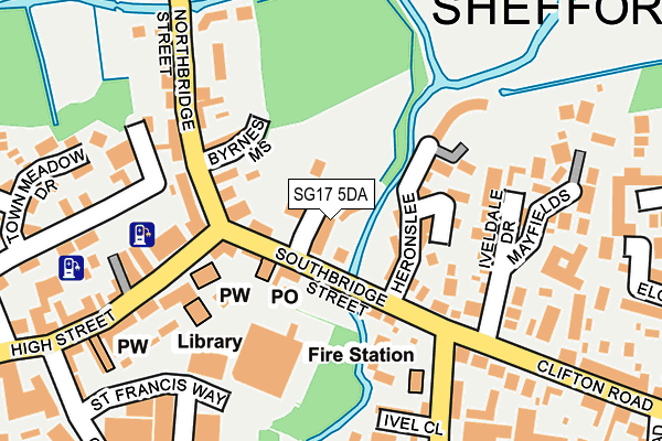 SG17 5DA map - OS OpenMap – Local (Ordnance Survey)