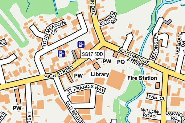 SG17 5DD map - OS OpenMap – Local (Ordnance Survey)