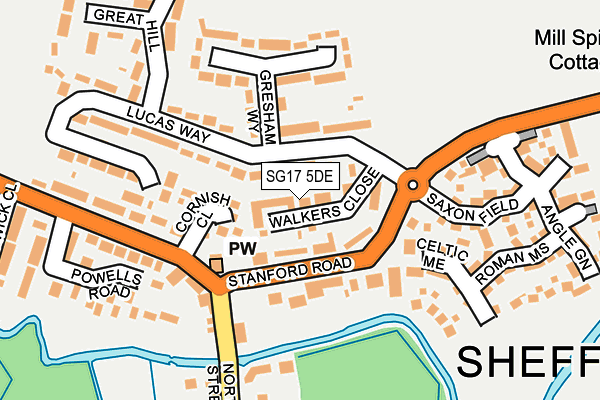 SG17 5DE map - OS OpenMap – Local (Ordnance Survey)