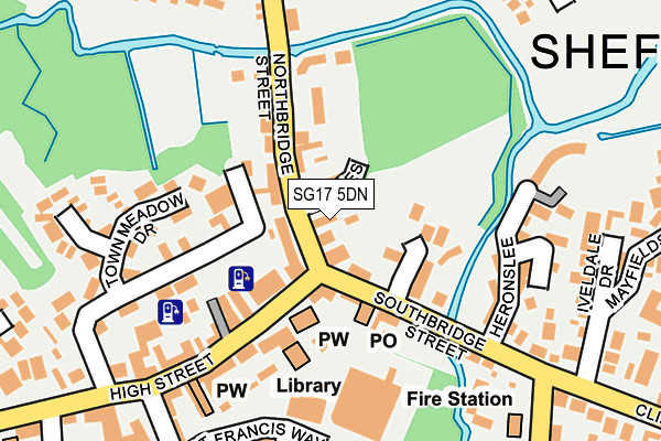 SG17 5DN map - OS OpenMap – Local (Ordnance Survey)