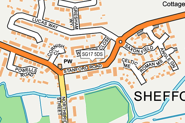 SG17 5DS map - OS OpenMap – Local (Ordnance Survey)