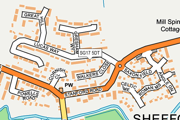 SG17 5DT map - OS OpenMap – Local (Ordnance Survey)