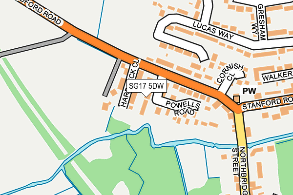 SG17 5DW map - OS OpenMap – Local (Ordnance Survey)