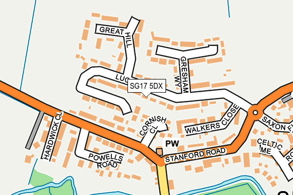 SG17 5DX map - OS OpenMap – Local (Ordnance Survey)