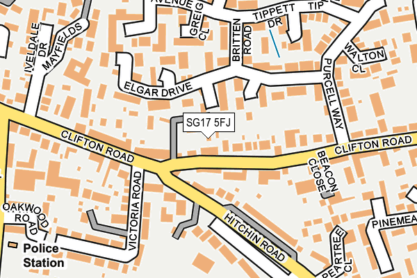 SG17 5FJ map - OS OpenMap – Local (Ordnance Survey)