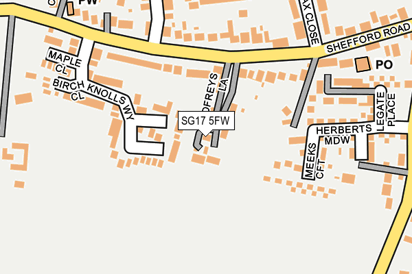 SG17 5FW map - OS OpenMap – Local (Ordnance Survey)