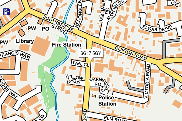 SG17 5GY map - OS OpenMap – Local (Ordnance Survey)