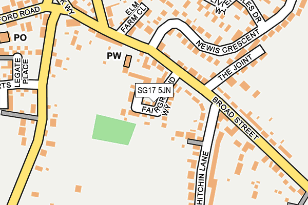 SG17 5JN map - OS OpenMap – Local (Ordnance Survey)