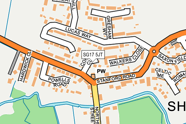 SG17 5JT map - OS OpenMap – Local (Ordnance Survey)