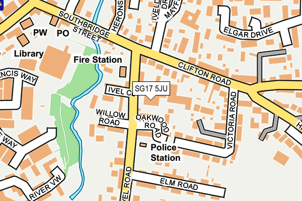 SG17 5JU map - OS OpenMap – Local (Ordnance Survey)