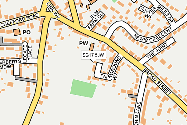 SG17 5JW map - OS OpenMap – Local (Ordnance Survey)