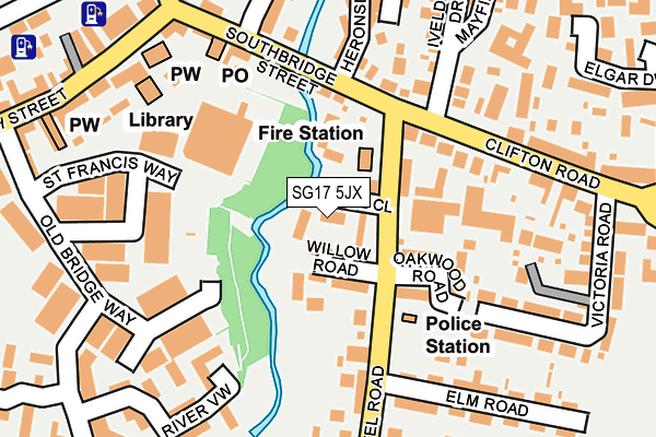 SG17 5JX map - OS OpenMap – Local (Ordnance Survey)