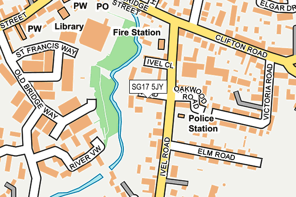SG17 5JY map - OS OpenMap – Local (Ordnance Survey)