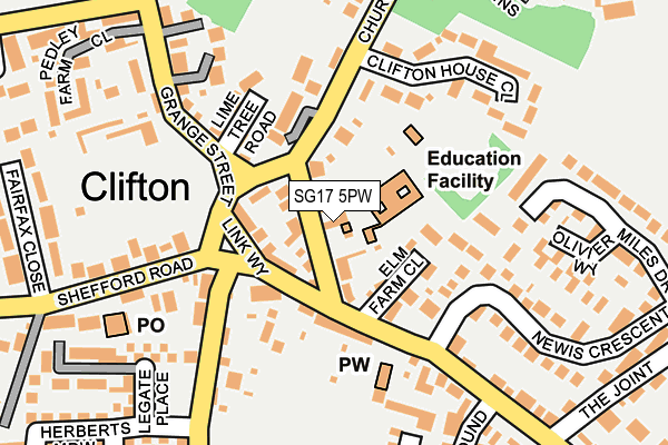 SG17 5PW map - OS OpenMap – Local (Ordnance Survey)