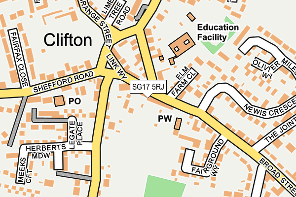 SG17 5RJ map - OS OpenMap – Local (Ordnance Survey)