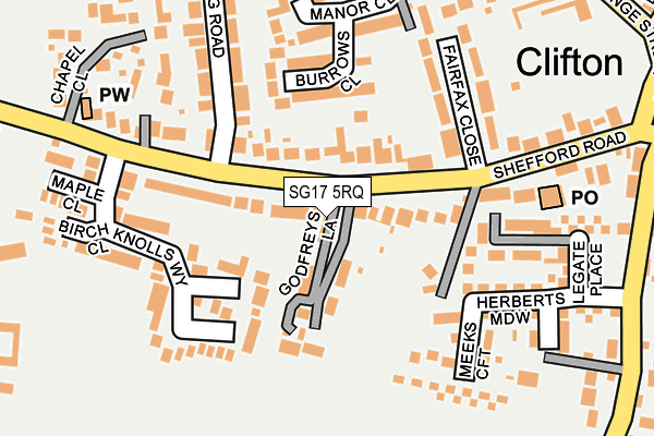 SG17 5RQ map - OS OpenMap – Local (Ordnance Survey)