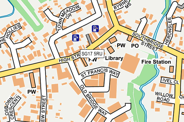 SG17 5RU map - OS OpenMap – Local (Ordnance Survey)