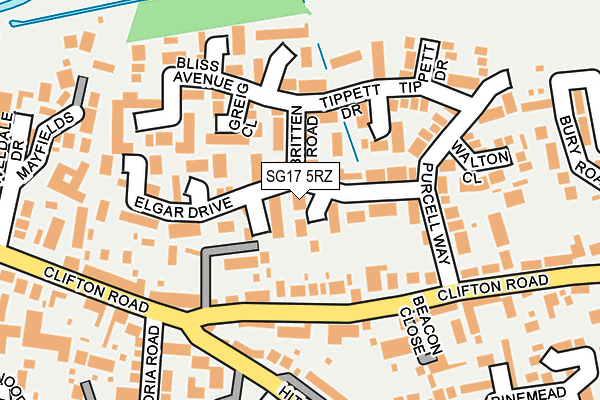 SG17 5RZ map - OS OpenMap – Local (Ordnance Survey)