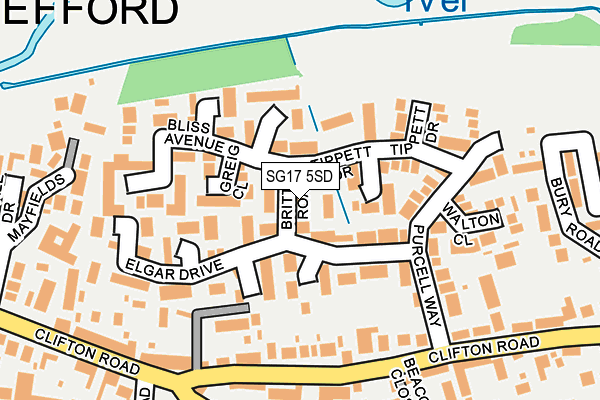 SG17 5SD map - OS OpenMap – Local (Ordnance Survey)